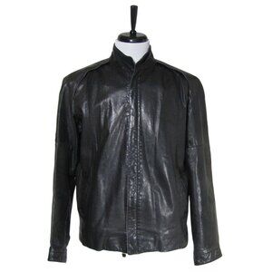 Vintage Remy Leather Black Mens Biker Cafe Racer Bomber Zip Jacket 36 READ